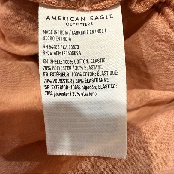 American Eagle Smocked Bodice Gauze Mini Dress Women’s Medium Clay Brown Boho - Picture 8 of 9